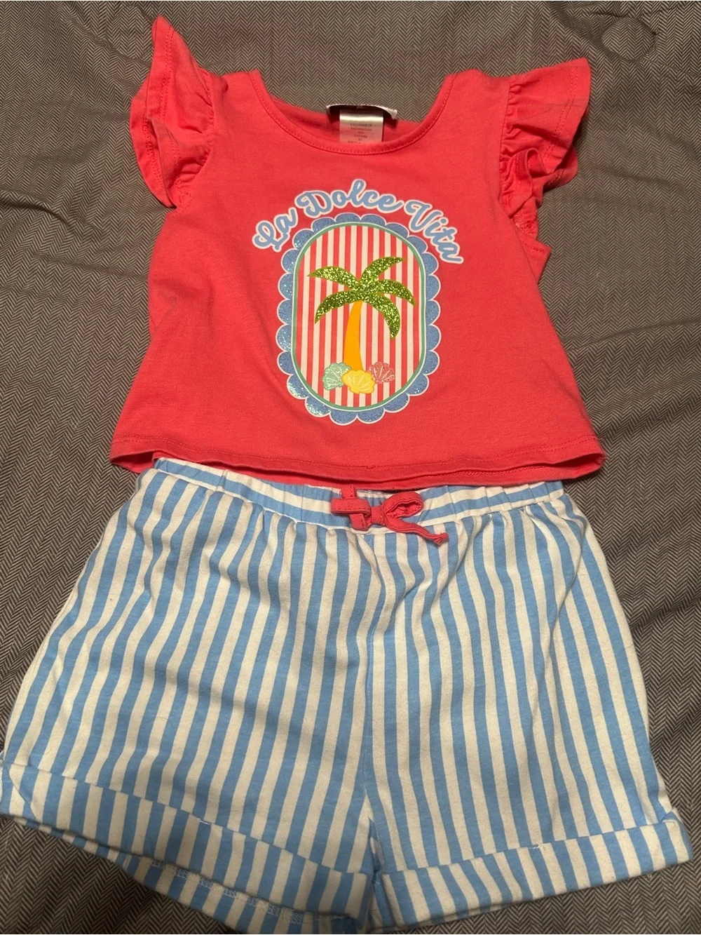 Rare Editions Coral Graphic Tee with Blue and Green Accents